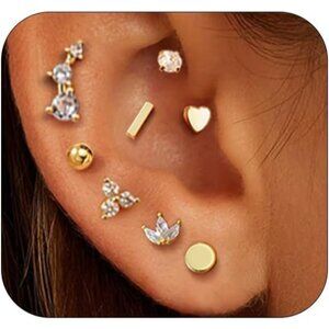 🆕 Women Gold Small Hoop Earrings Trendy Chunky Multiple Piercing Jewelry Gift